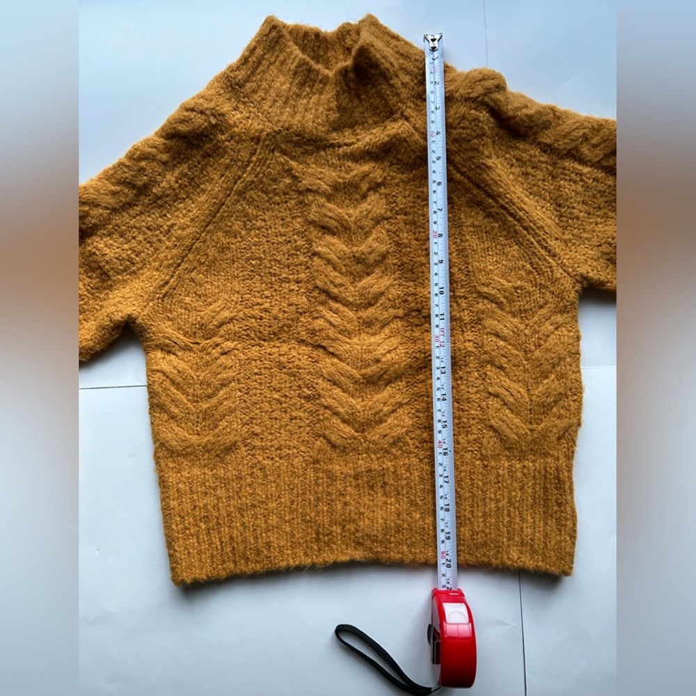 Aritzia Sunday Best Melly Sweater mustard yellow xs cropped mock neck - Picture 10 of 12